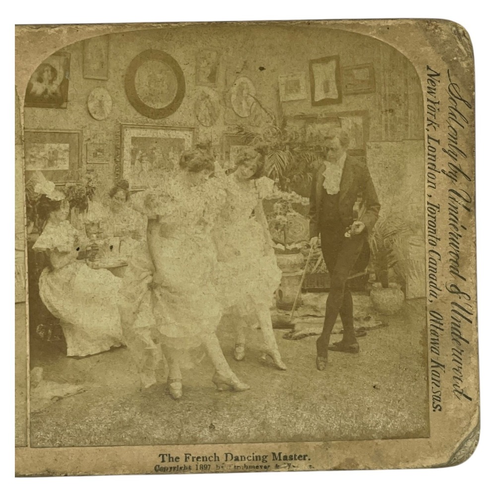 1897 Stereoview Card The French Dancing Master Strohmeyer &‎ Wyman